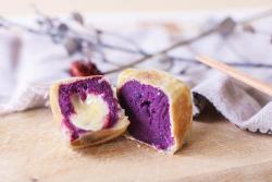 网红仙豆糕丨一个平底锅就能搞定的爆浆紫薯仙豆糕