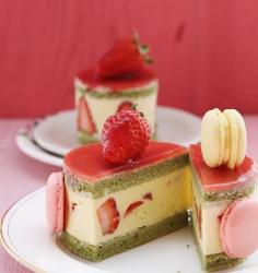 抹茶草莓奶油蛋糕