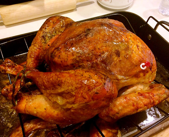 感恩节烤一只巨大的火鸡