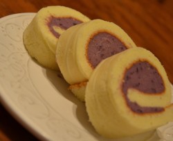 日式棉花蛋糕卷の紫薯馅