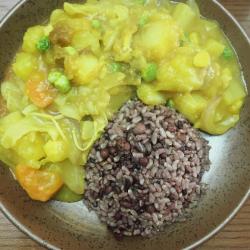 椰浆素咖喱+紫米糙米饭