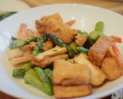 芦笋豆腐炒虾