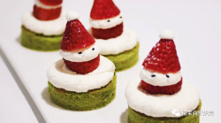 圣诞节抹茶草莓雪人小蛋糕