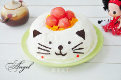 #柏翠大赛#猫咪水果奶油蛋糕