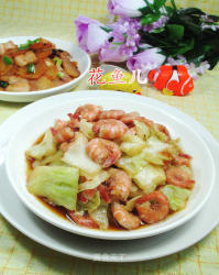 圆白菜炒海虾