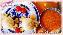 「Kid Menu」螃蟹红豆乳酪奶黄包+胡萝卜小米粥