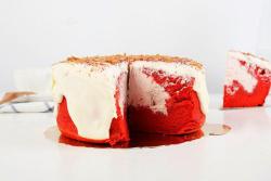 嗨焙食谱|喜气洋洋的红丝绒爆浆芝士蛋糕