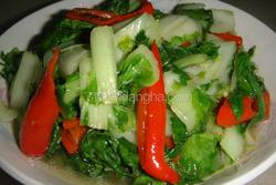 红椒炒黄叶菜