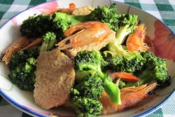 虾干素鸡炒绿花菜