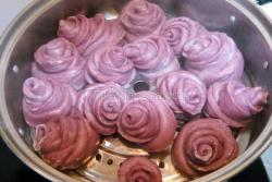 紫薯玫瑰花馒头蒸的好吃