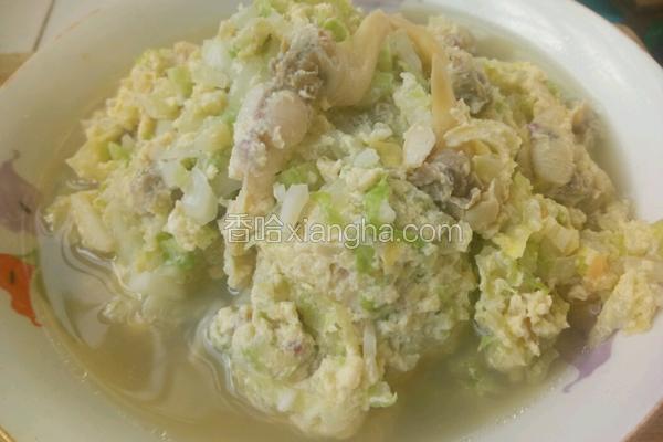 花蛤蜊肉鸡蛋白菜汤