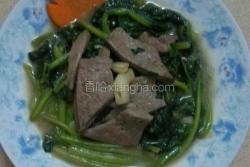 蒜香肝片炝菠菜
