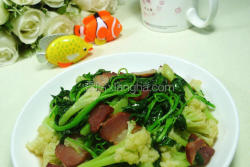 白米苋腊肉炒花菜