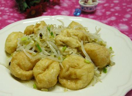 豆芽炒油豆腐