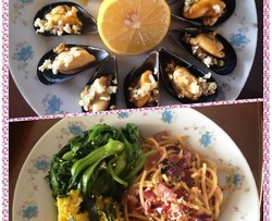 健康午餐3 - 洋葱意面配烤青口 Healthy Tasty Lunch