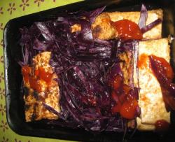 日式煎豆腐+铁板紫甘蓝