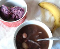 红豆莲子银耳羹+蒸紫薯+香蕉