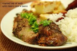 烤羊腿肉配西芹根和甜菜 Roasted Leg of Lamb with Celery Root and Beets