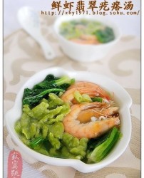 鲜虾翡翠疙瘩汤