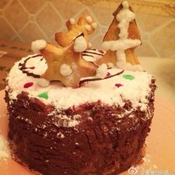 圣诞树桩雪景蛋糕