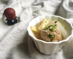 客家美食-冬笋白萝卜肉丸汤