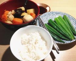 杂炖蔬菜配肉+水焯秋葵
