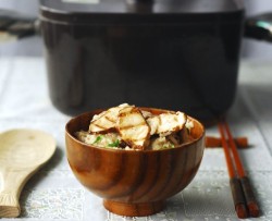 松茸烩饭配和牛卷