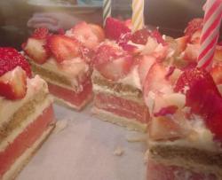 草莓西瓜蛋糕Strawberry Watermelon Cake with rose scented cream