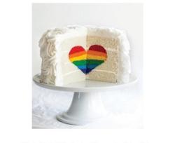 彩虹3D立体爱心蛋糕