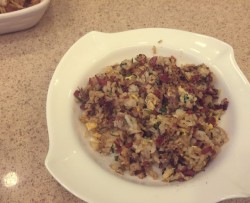 洋葱火腿肠,蛋炒炒糙米饭