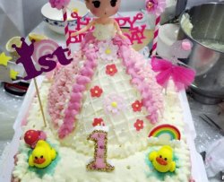 双层芭比公主周岁蛋糕