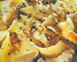 烟熏鳕鱼&蓝纹芝士波浪宽面条Pappardelle with Smoked Haddock& Blue Cheese Sauce