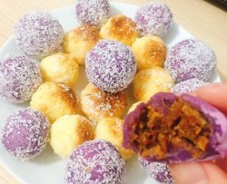 肉松咸蛋黄紫薯团