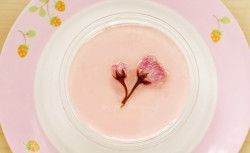 樱花冻。粉色奶油慕斯