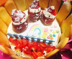 6寸草莓雪人蛋糕