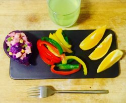 减肥晚餐——紫薯沙拉配三色彩椒
