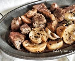简单快手牛排配菜——红酒蘑菇