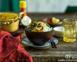 泰式鲜虾青咖喱.Thai green prawn curry