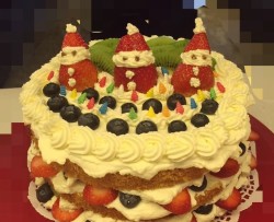 自创圣诞版水果裸蛋糕