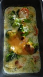 Broccoli Dipped in Cheese Milk Soup