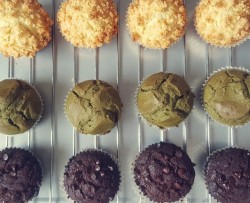 muffin:蓝莓金宝酥顶麦芬 + 抹茶麦芬