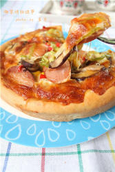 【椰浆烤肠香菇披萨】浓郁的椰浆披萨酱