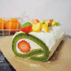 #第四届烘焙大赛暨是爱吃节#五彩抹茶水果蛋糕卷