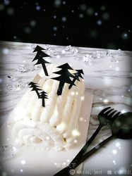 白色世界雪景蛋糕卷——日式棉花卷+超简单装饰