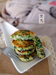 煎荠菜豆腐饼