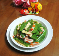 腐竹虾糕炒荷兰豆