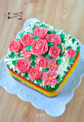 #柏翠大赛#花团锦簇彩虹蛋糕