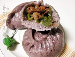 紫米青椒肉丁包子