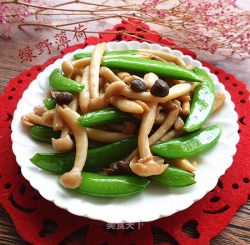 蚝油蘑菇烧甜豆