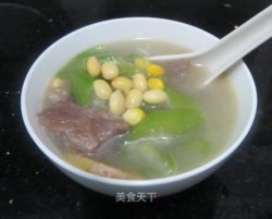 丝瓜黄豆肉片汤